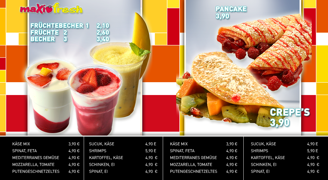 Grafik Ausarbeitung - Fastfood Menü Display - Display Werbung